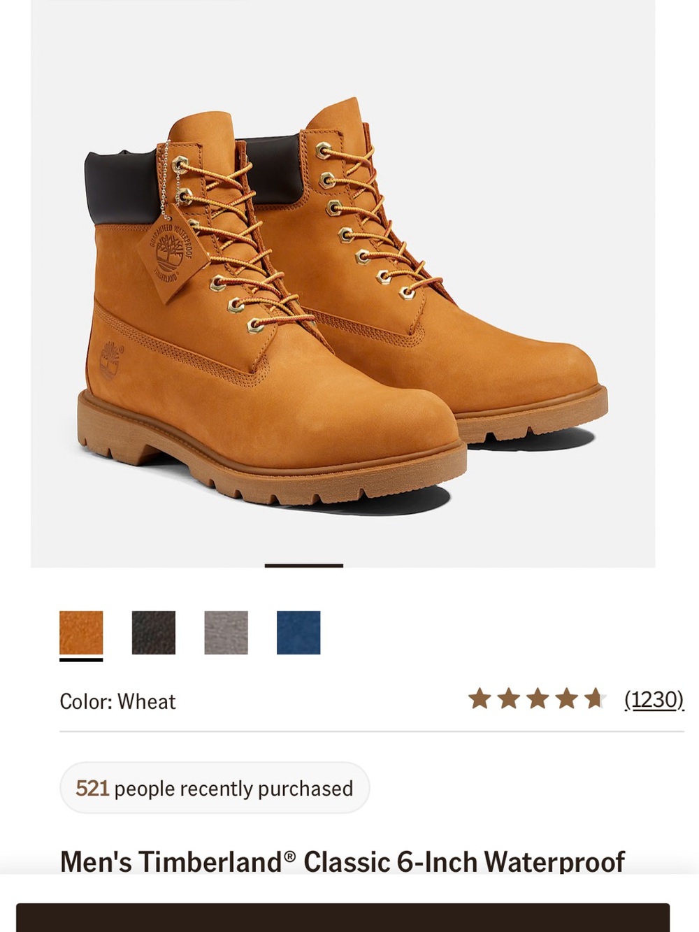 Timberland Men's 6'' Premium 400g Waterproof Boots